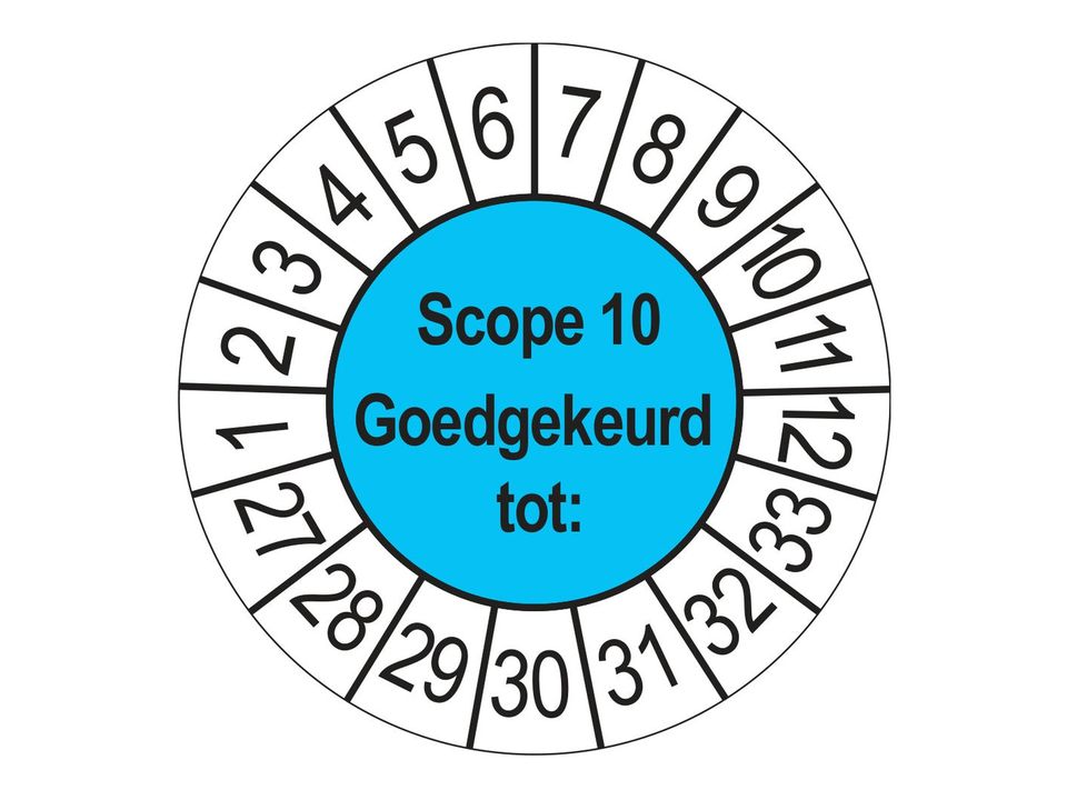 Keuringsstickers SCIOS Scope 10 Goedgekeurd tot 2027