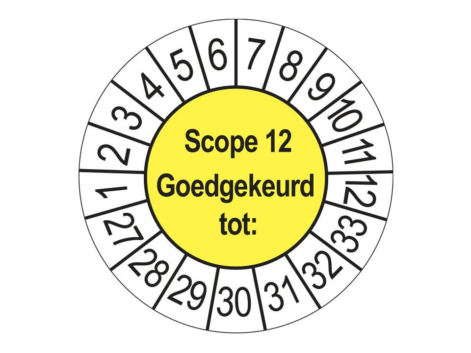 Keuringsstickers SCIOS Scope 12 Goedgekeurd tot 2027