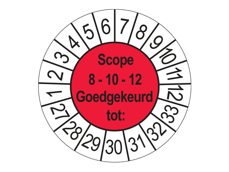 Keuringsstickers SCIOS Scope 8/10/12 Goedgekeurd tot 2027