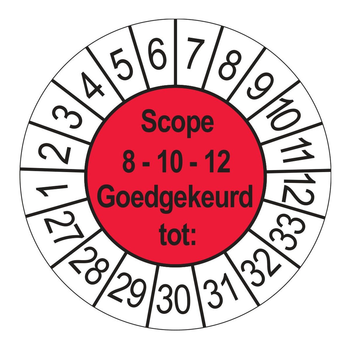 Keuringsstickers SCIOS Scope 8/10/12 Goedgekeurd tot 2027