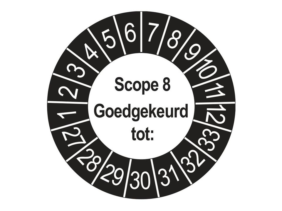 Keuringsstickers SCIOS Scope 8 Goedgekeurd tot 2027