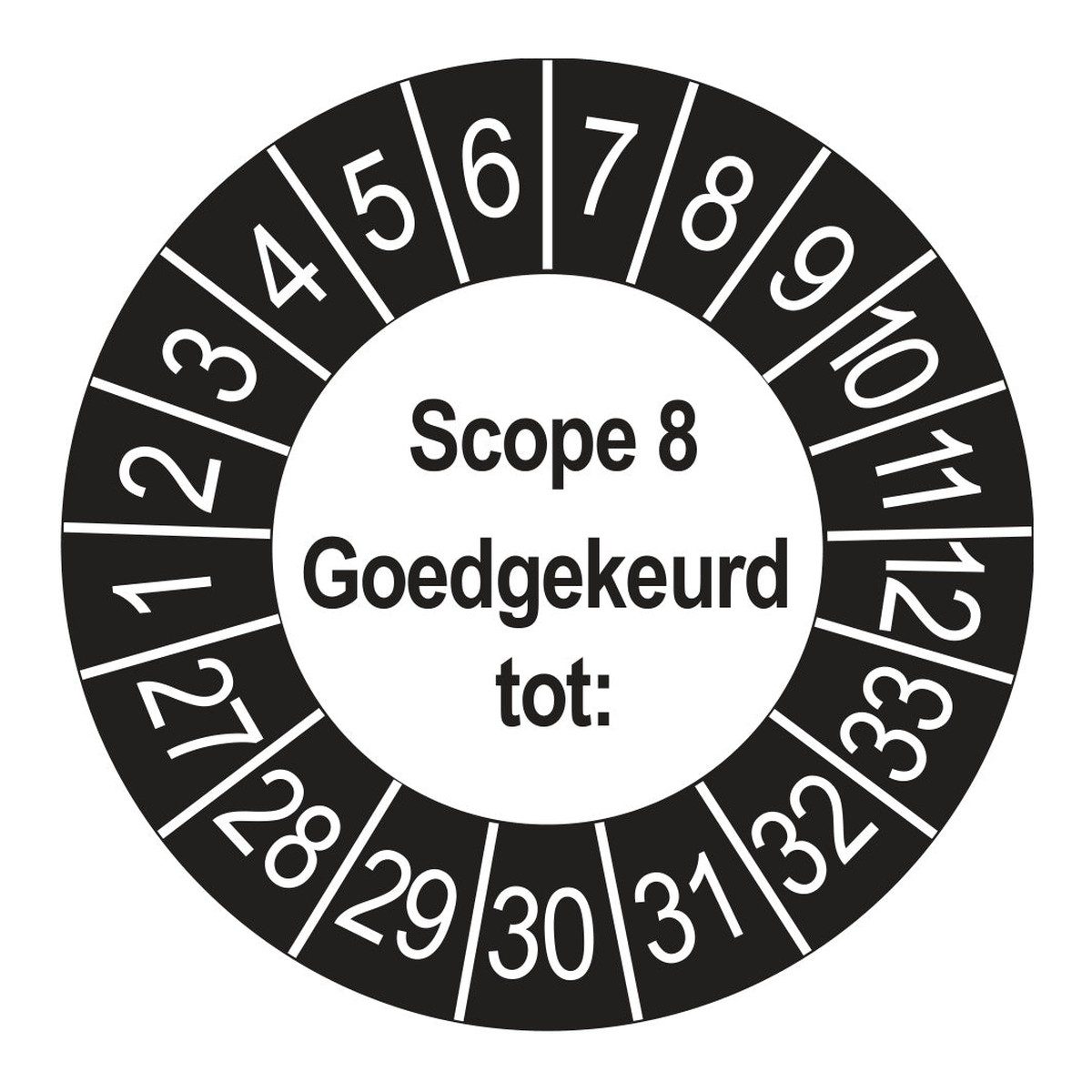 Keuringsstickers SCIOS Scope 8 Goedgekeurd tot 2027