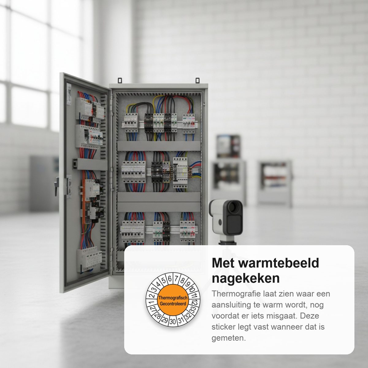 Keuringsstickers Thermografisch Gecontroleerd 2027 in gebruik