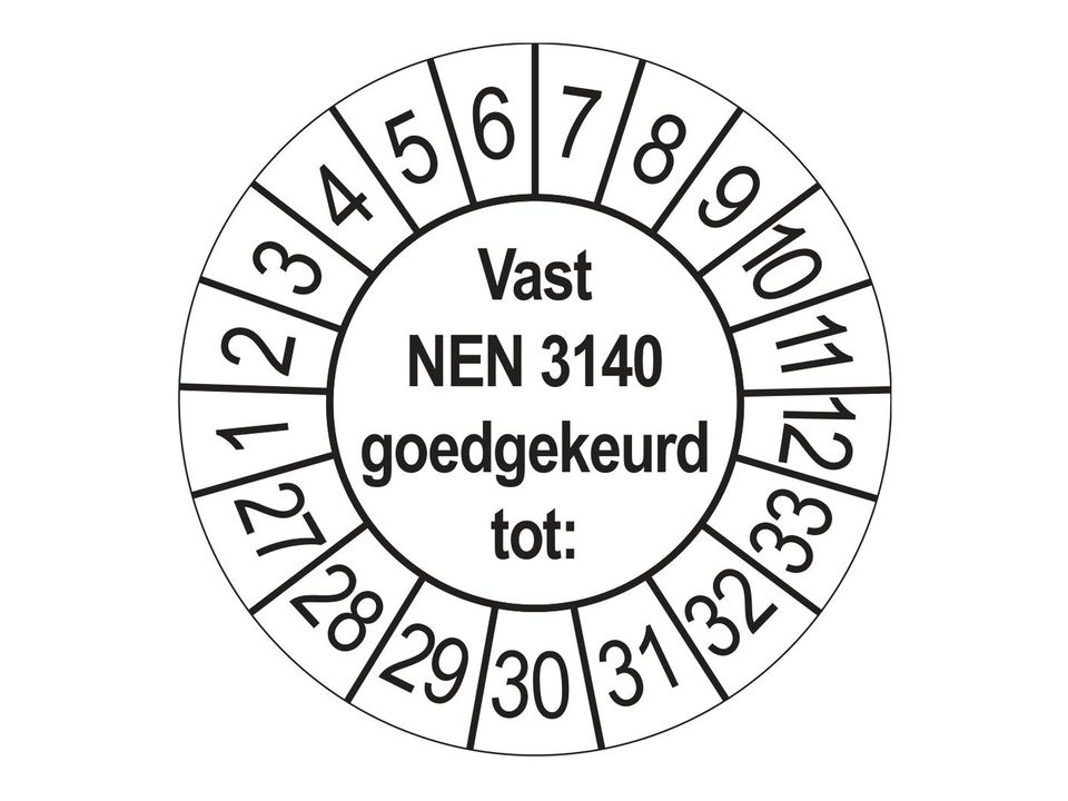Keuringsstickers Vast NEN 3140 Goedgekeurd tot 2027