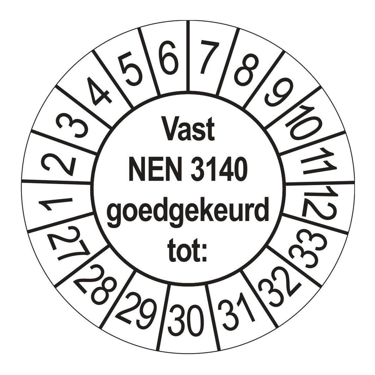 Keuringsstickers Vast NEN 3140 Goedgekeurd tot 2027