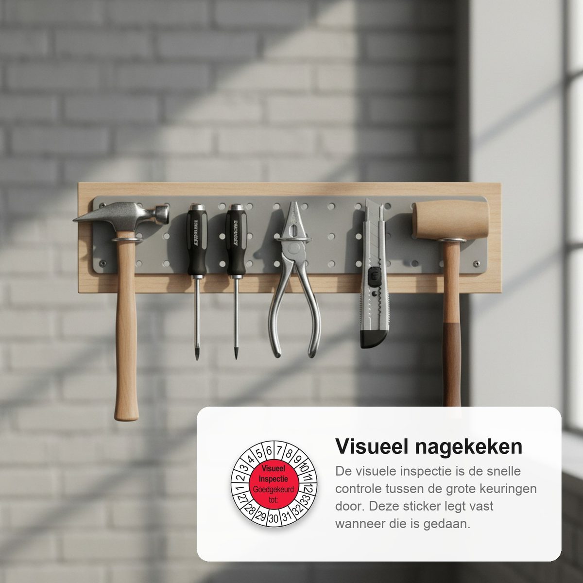 Keuringsstickers Visuele Inspectie 2027 in gebruik