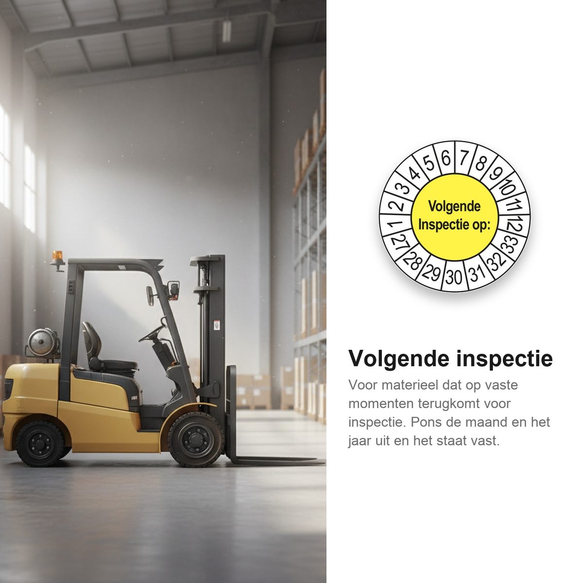 Keuringsstickers Volgende Inspectie 2027 in gebruik