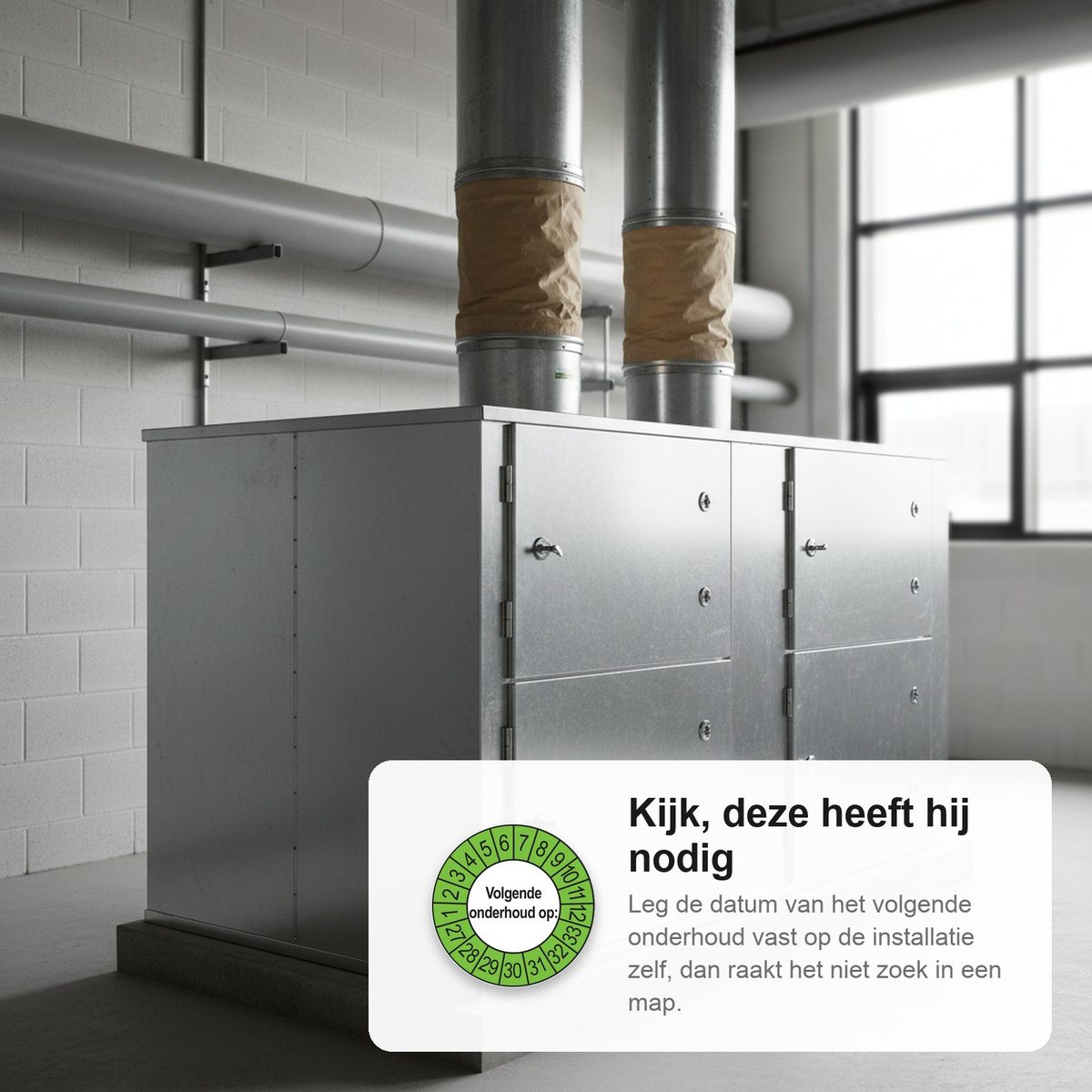 Keuringsstickers Volgende Onderhoud 2027 in gebruik