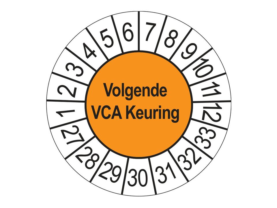 Keuringsstickers Volgende VCA Keuring 2027