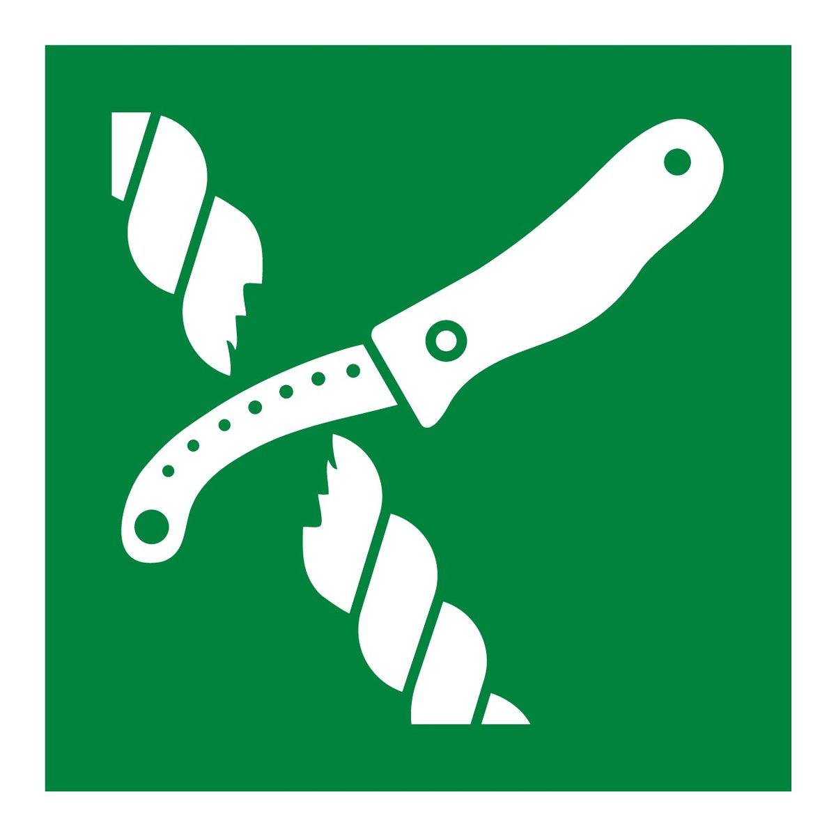 Mes reddingsvlot sticker (ISO 7010 E035)