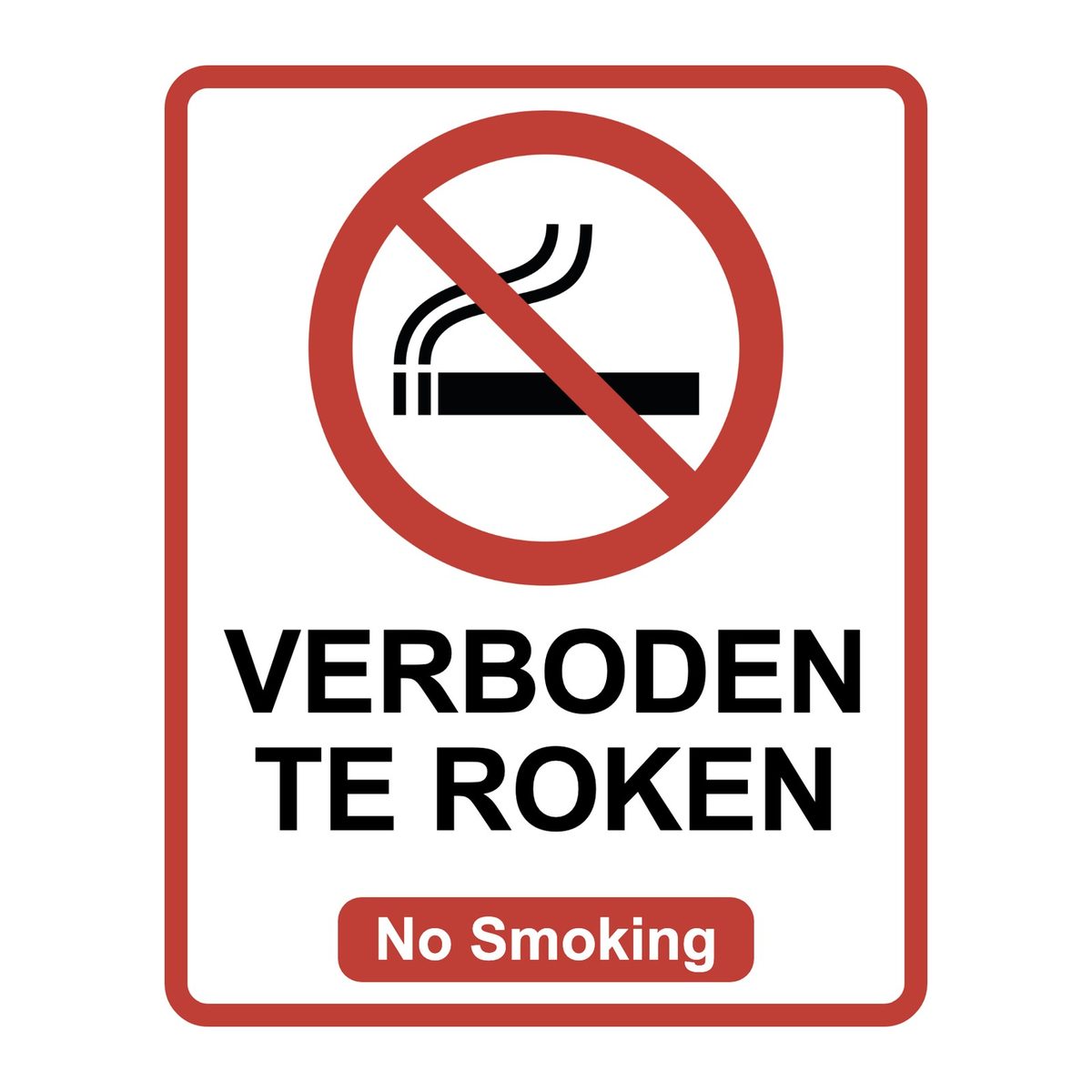 No Smoking Verboden te Roken Bord (ISO 7010 P002)