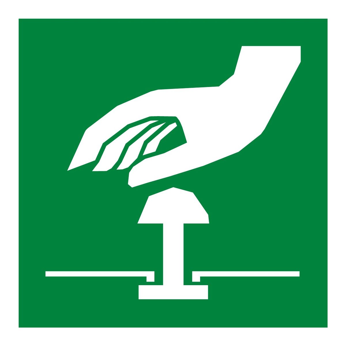 Noodstop sticker (ISO 7010 E020)