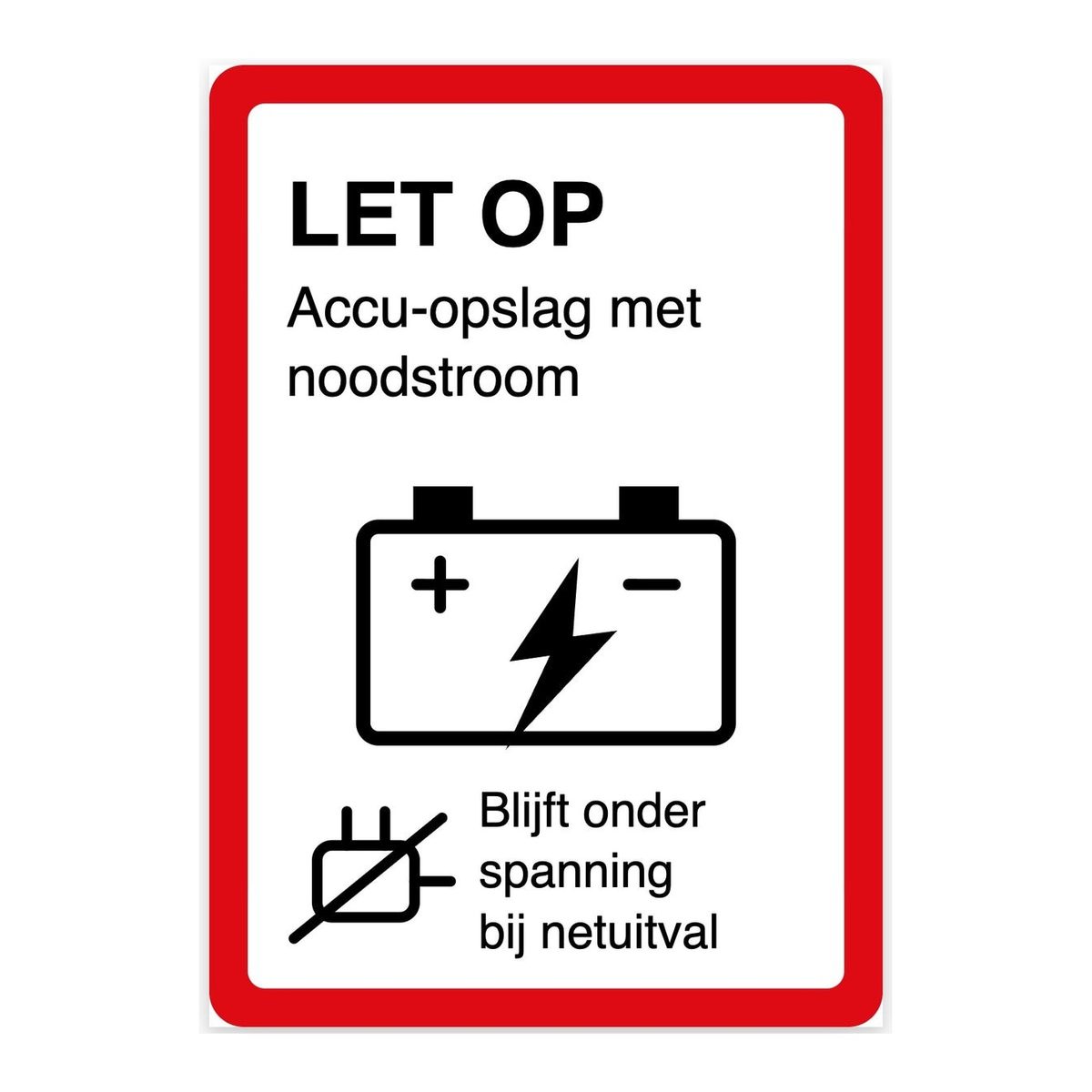 Noodstroom sticker NEN 1010
