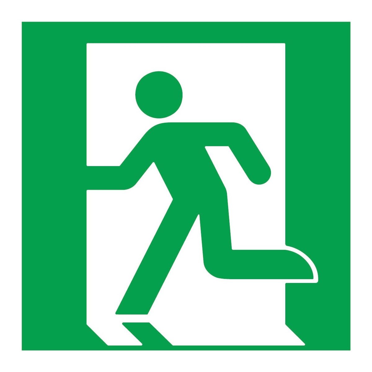 Nooduitgang links sticker (ISO 7010 E001)