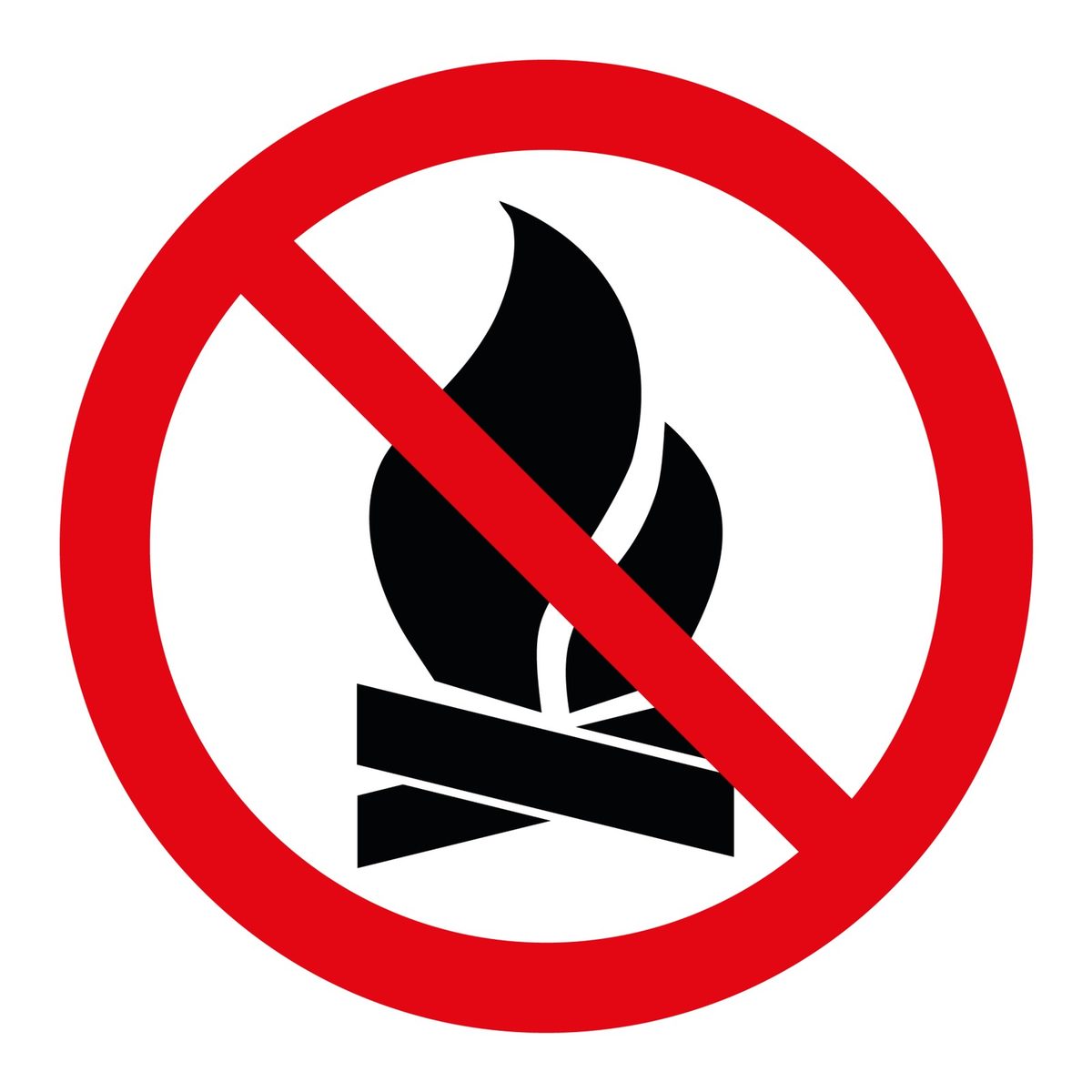 Open vuur verboden sticker (ISO 7010 P003)