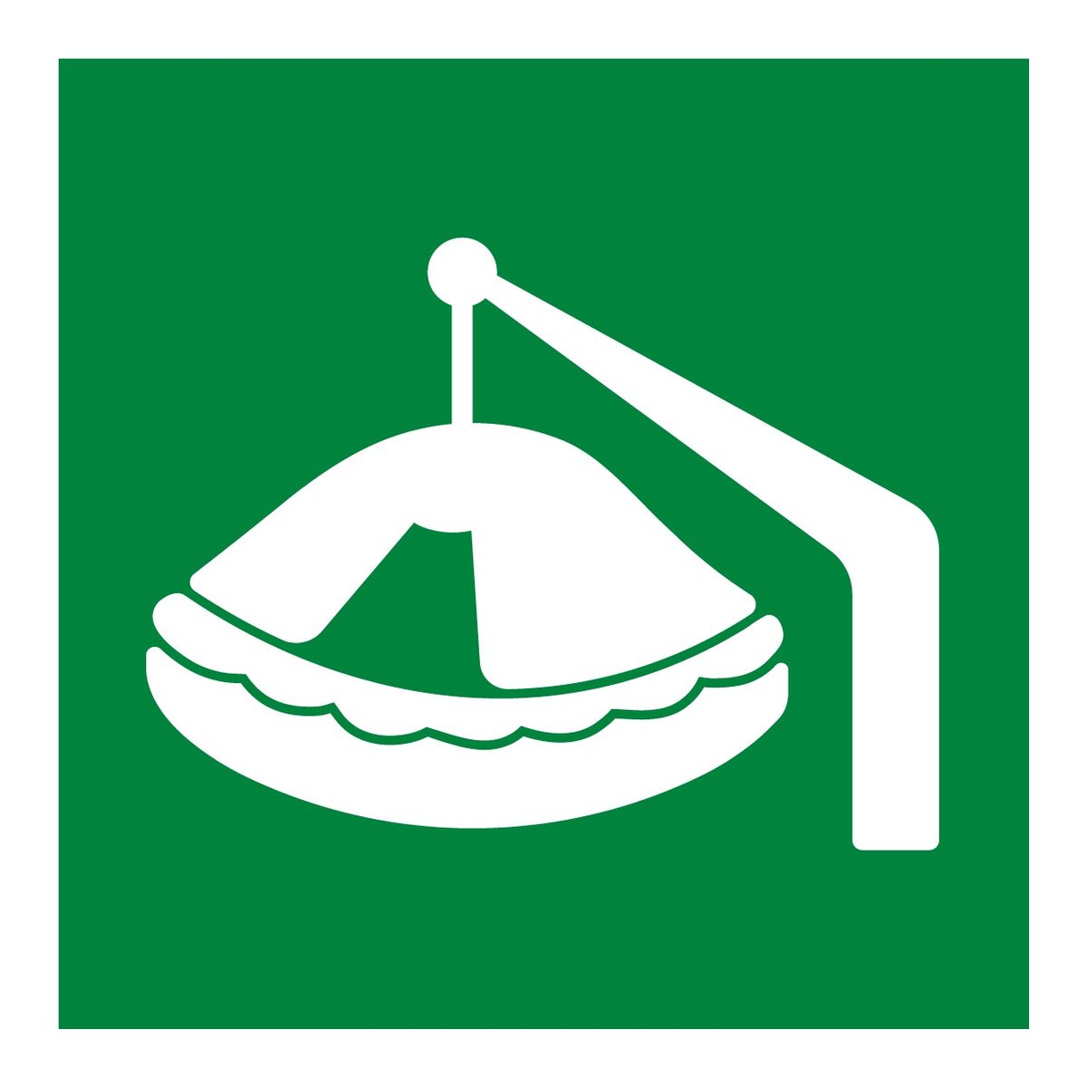 Overlevingsvlot met davit sticker (ISO 7010 E039)