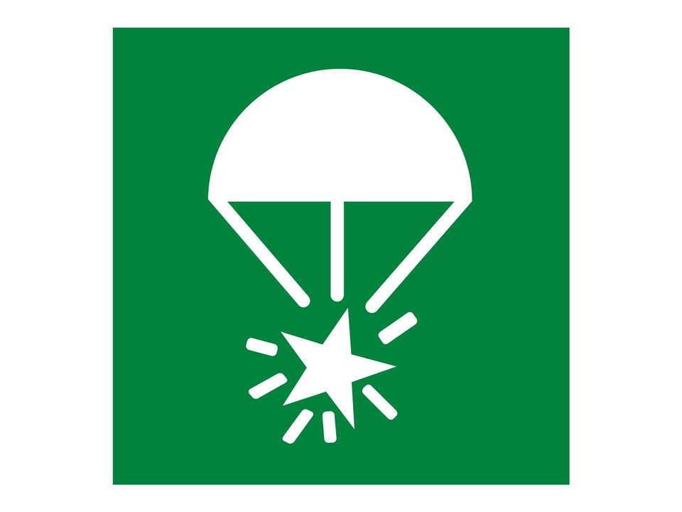 Parachute-noodsein sticker
