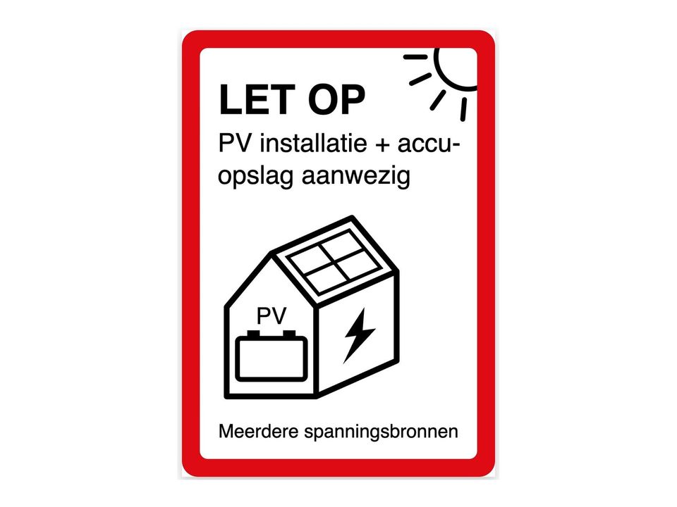 PV en accu sticker NEN 1010