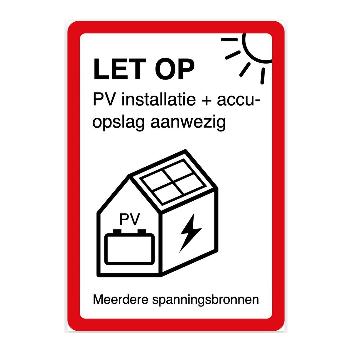 PV en accu sticker NEN 1010