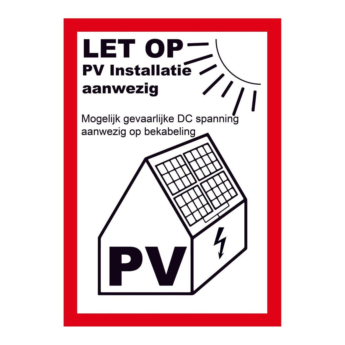 PV sticker NEN 1010 met DC-spanning