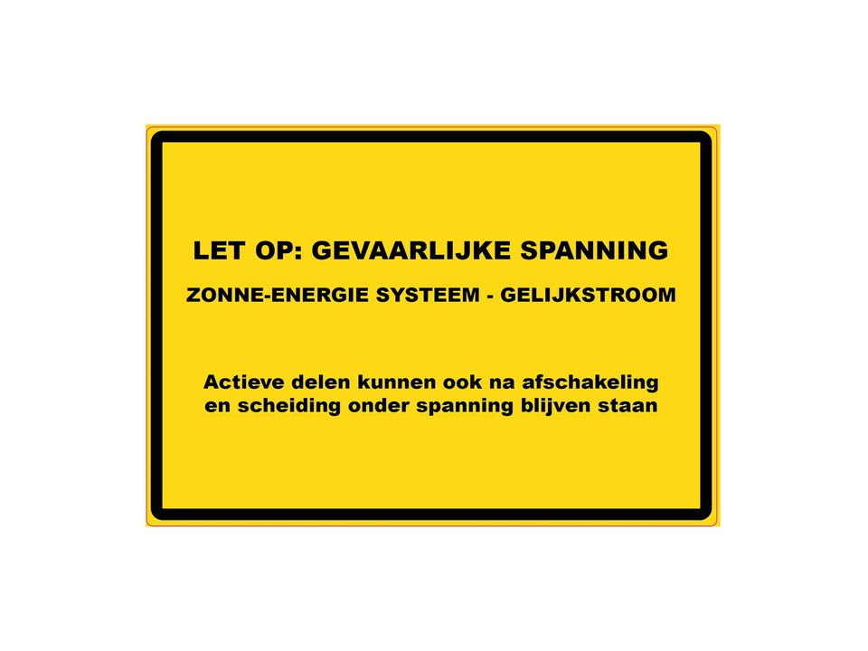 PV sticker zonne-energie gelijkstroom NEN 1010