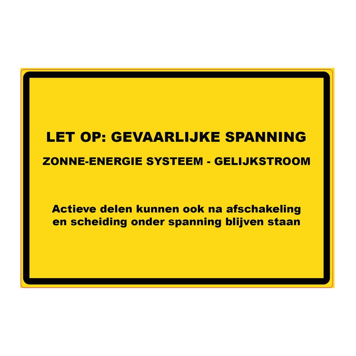 PV sticker zonne-energie gelijkstroom NEN 1010