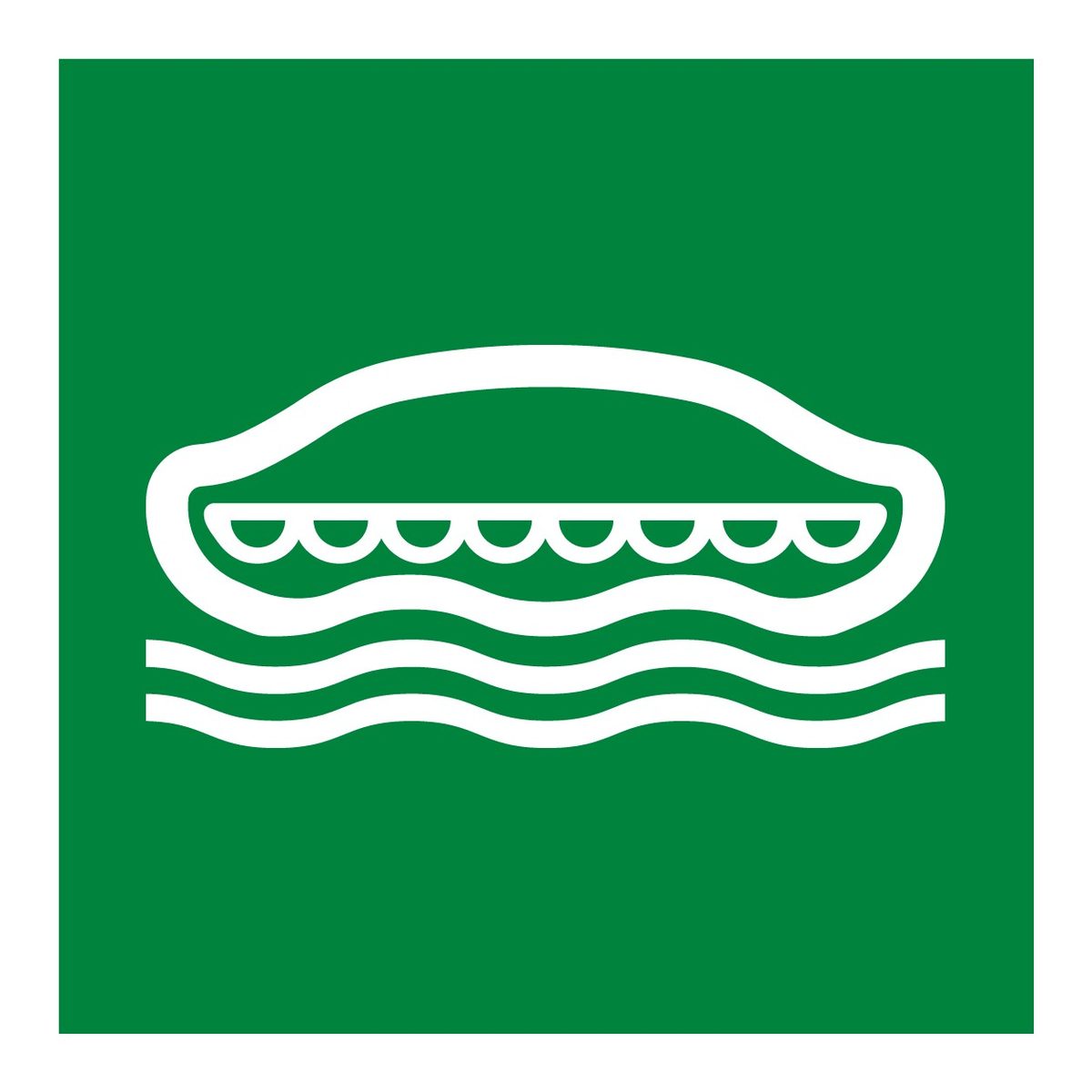 Reddingsboot sticker (ISO 7010 E036)