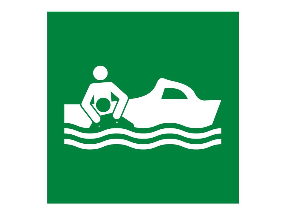 Reddingsboot te water laten sticker
