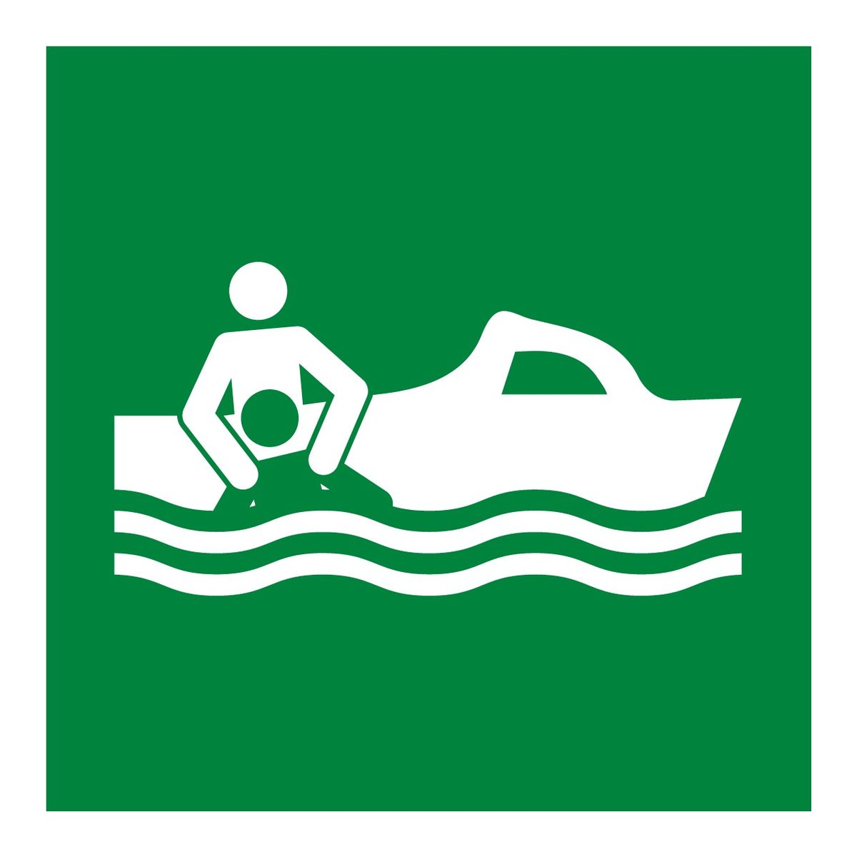 Reddingsboot te water laten sticker (ISO 7010 E037)