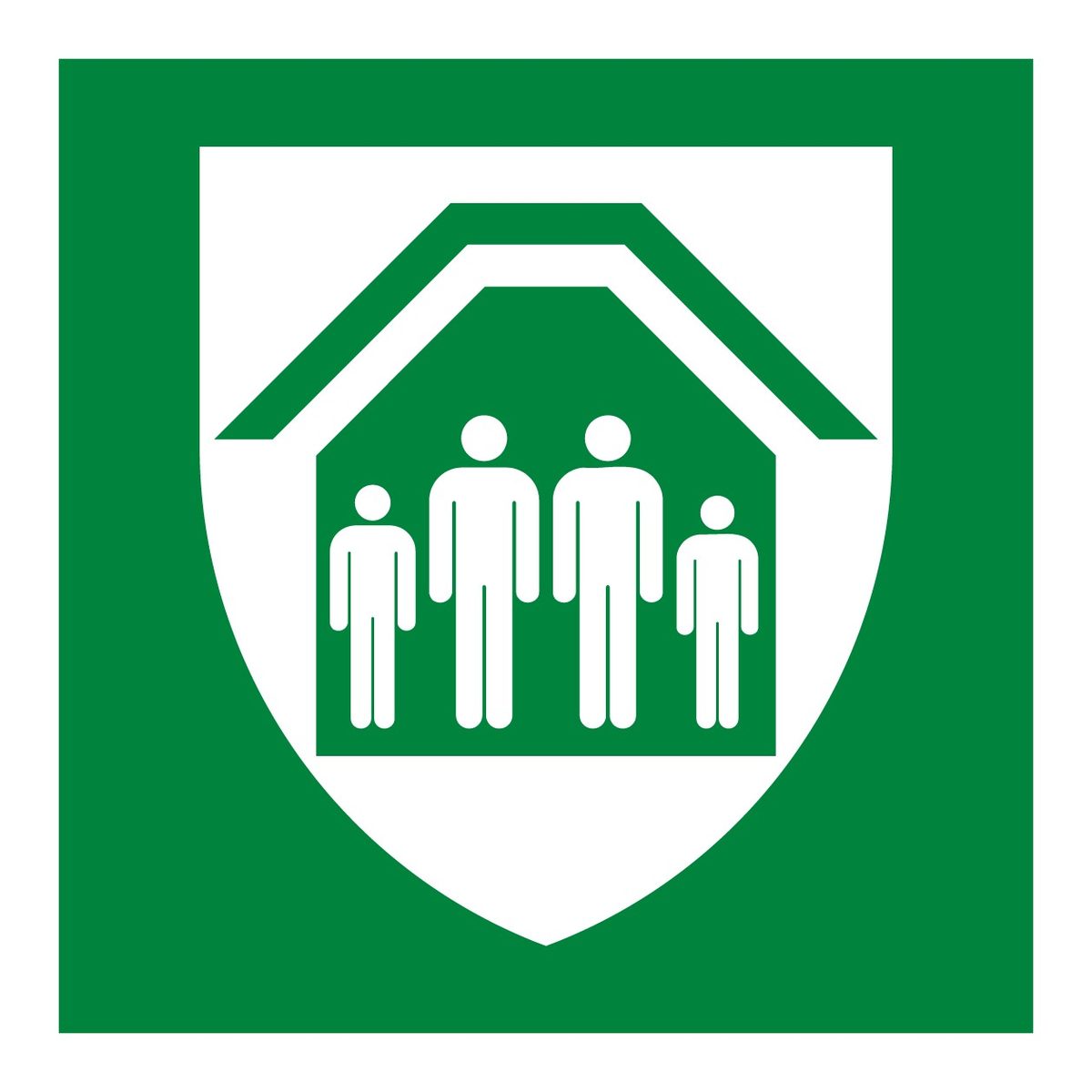 Schuilplaats sticker (ISO 7010 E021)