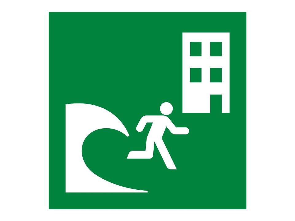 Tsunami-evacuatiegebouw sticker