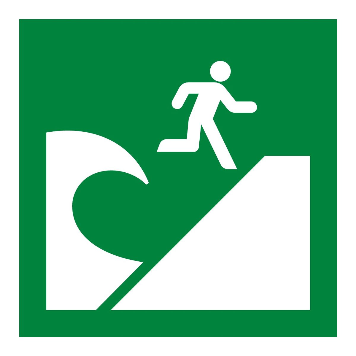 Tsunami-evacuatiezone sticker (ISO 7010 E062)