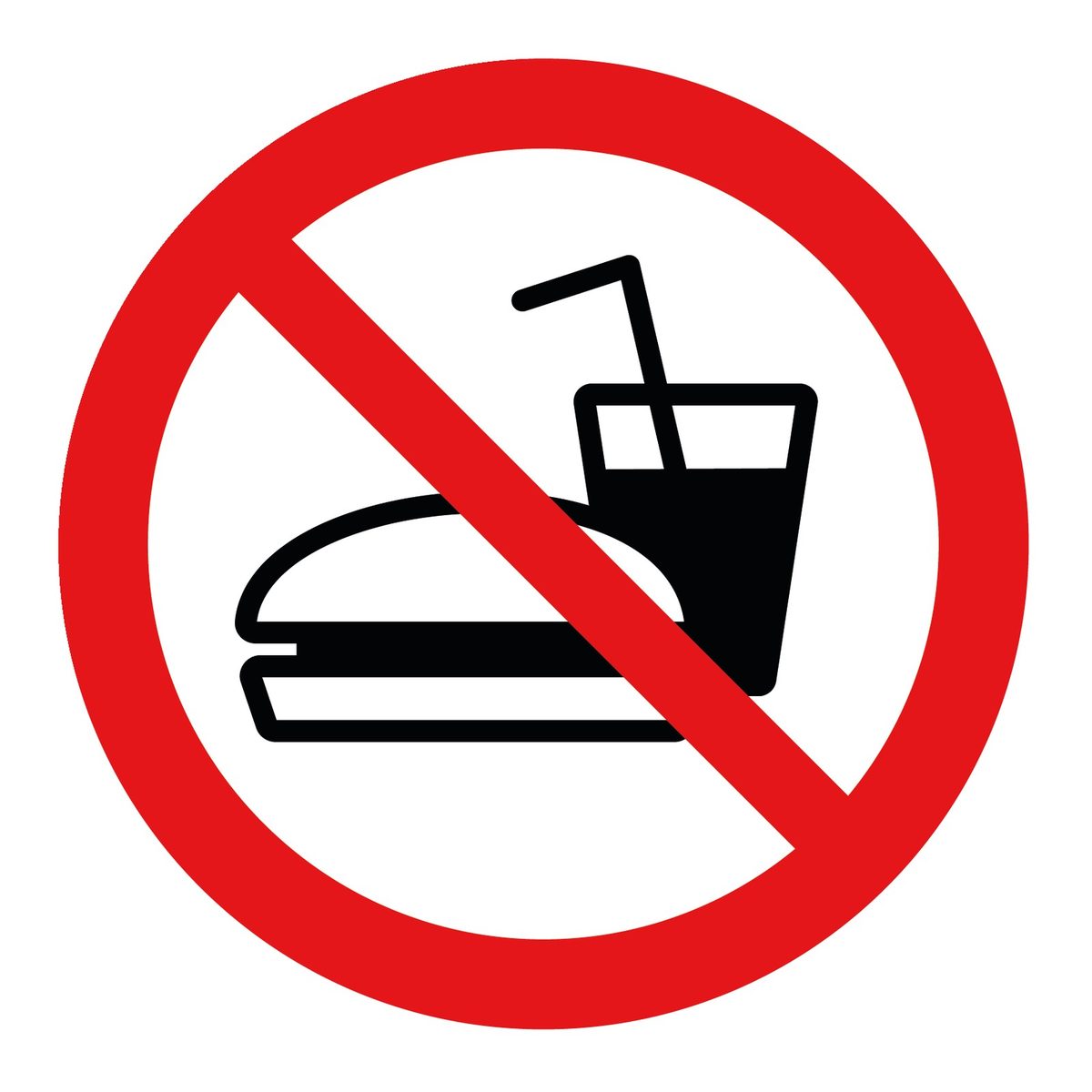 Verboden eten en drinken sticker (ISO 7010 P022)