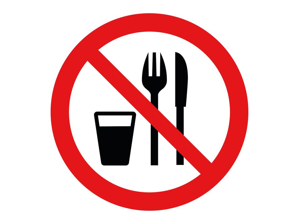 Verboden eten en drinken sticker bestek