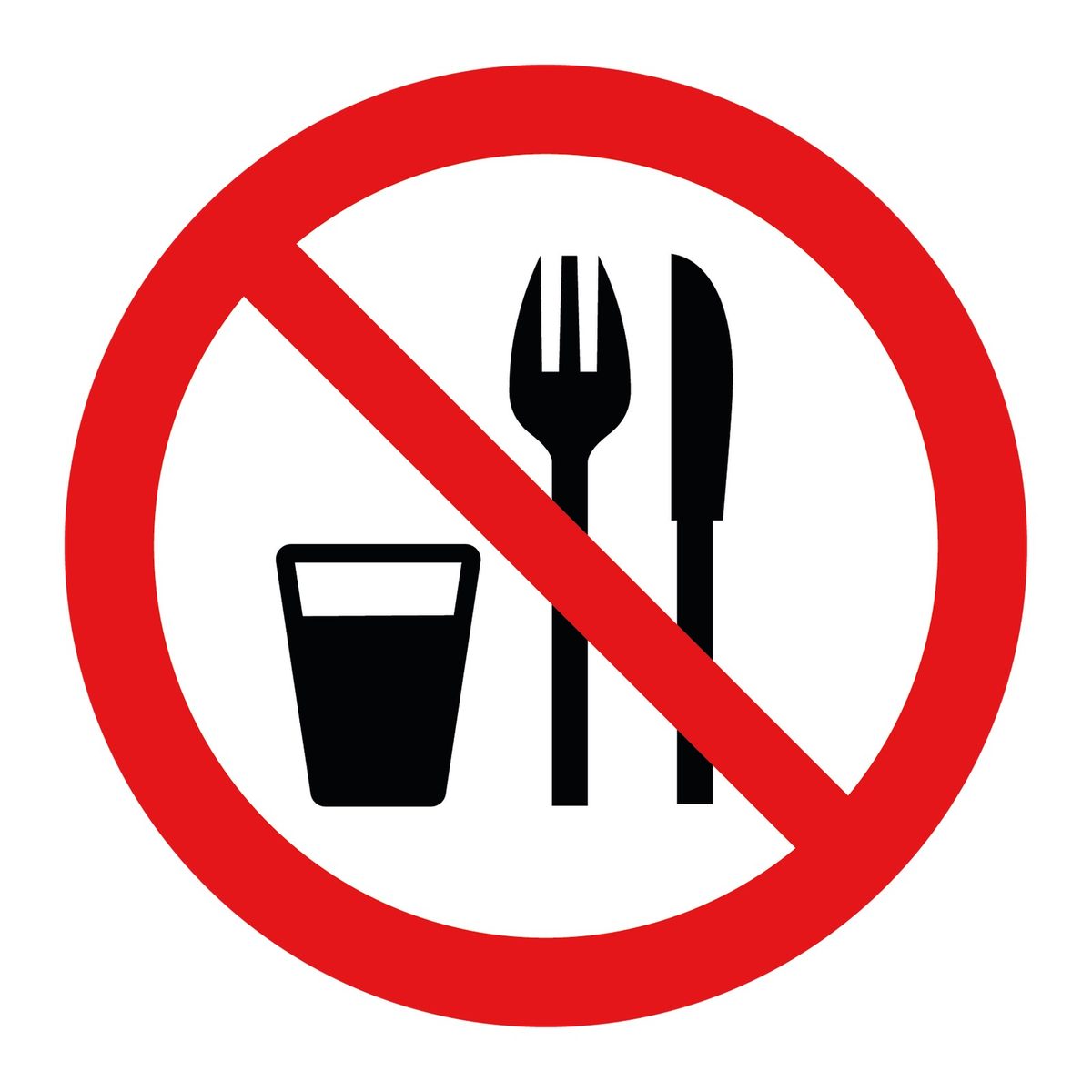Verboden eten en drinken sticker bestek (ISO 7010 P022)