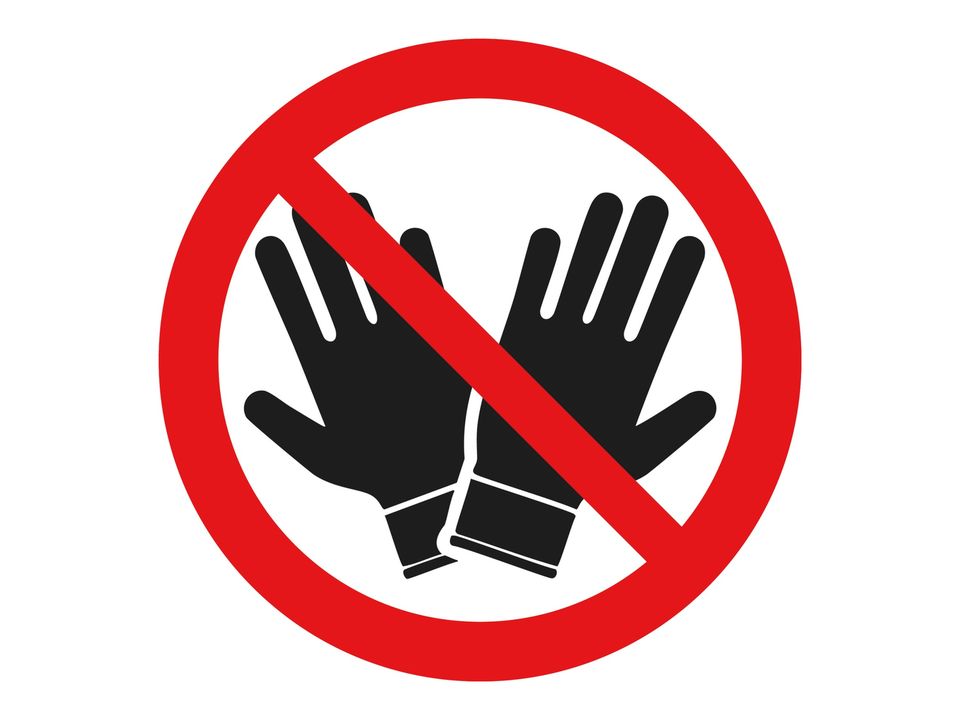 Verboden handschoenen te dragen sticker