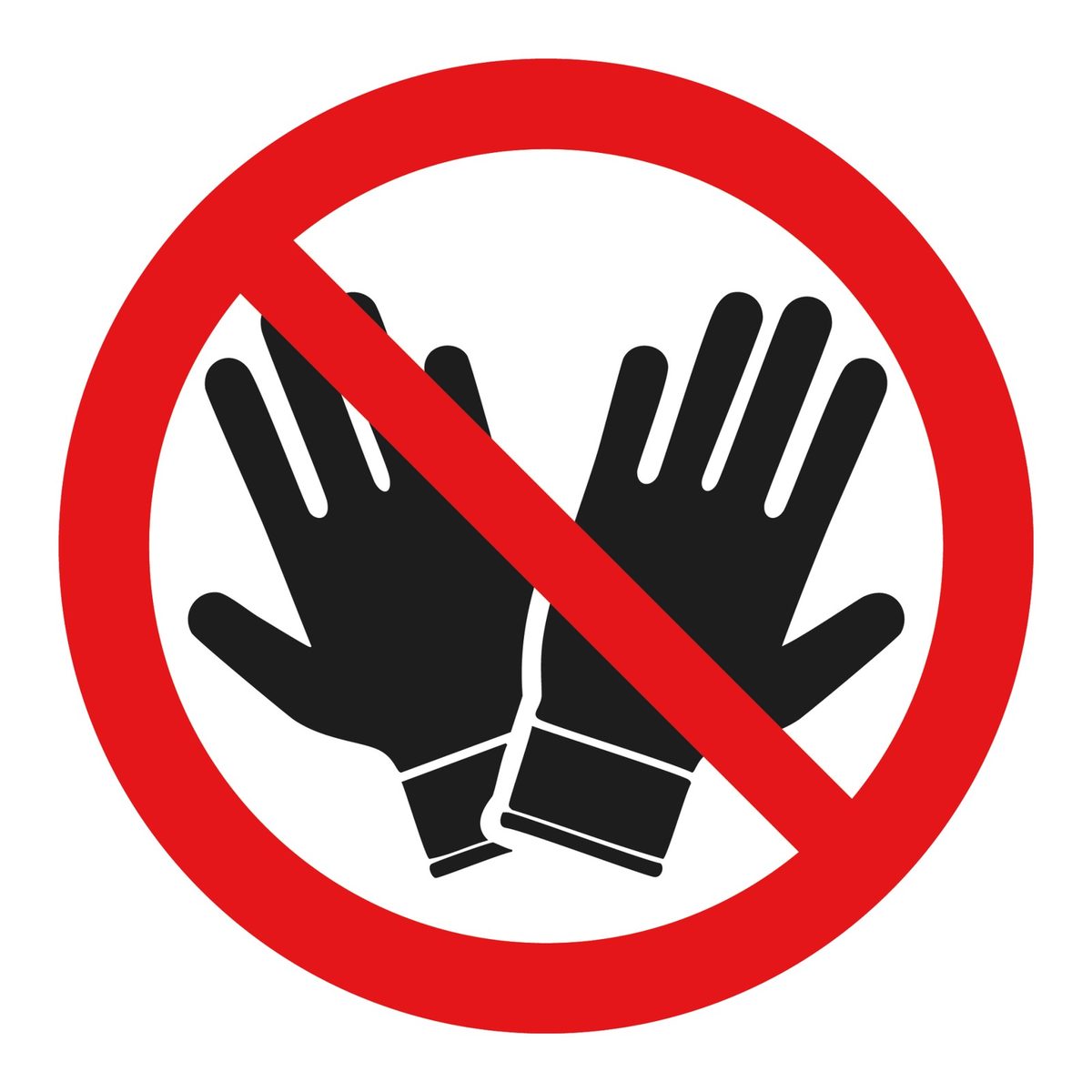 Verboden handschoenen te dragen sticker (ISO 7010 P028)