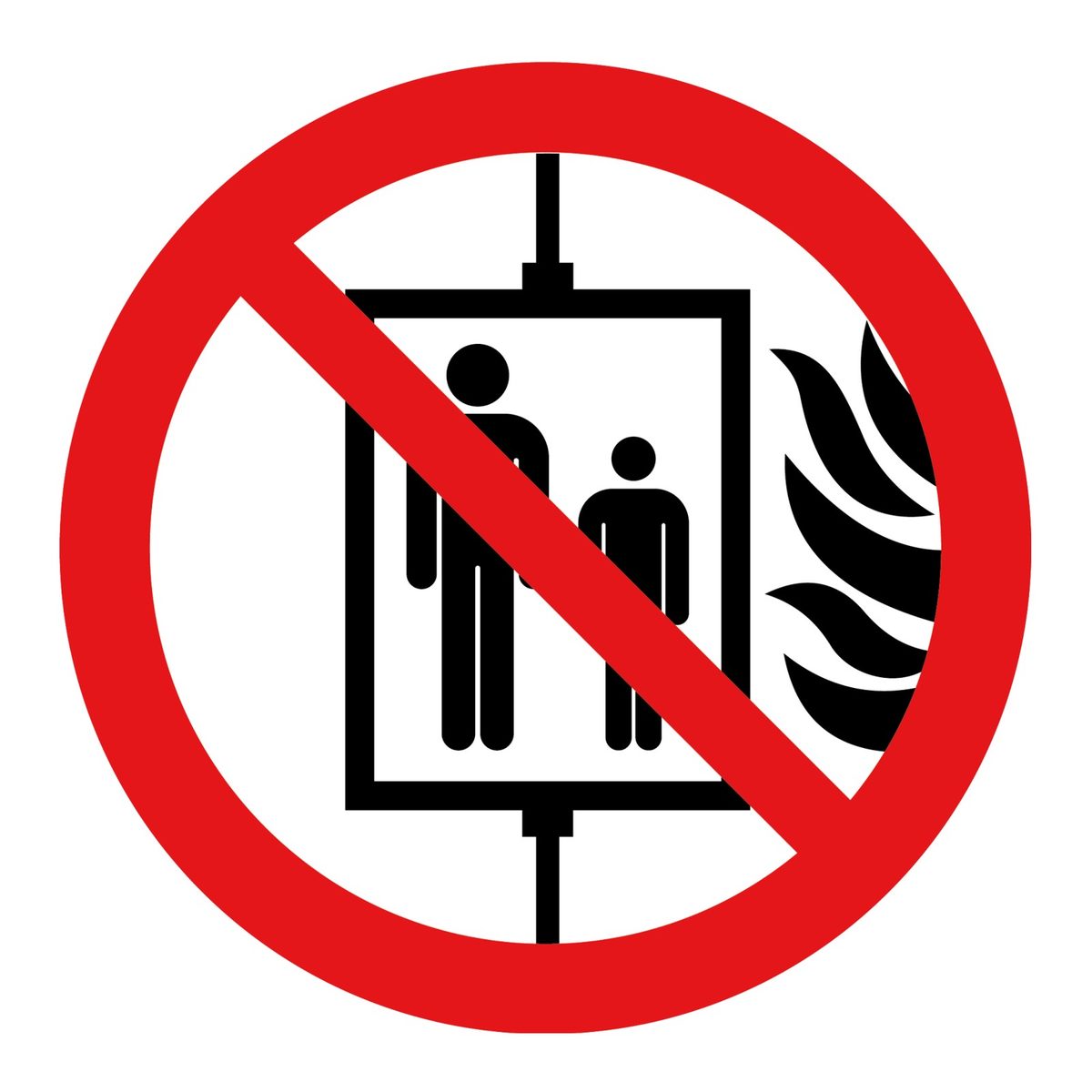 Verboden lift te gebruiken bij brand sticker