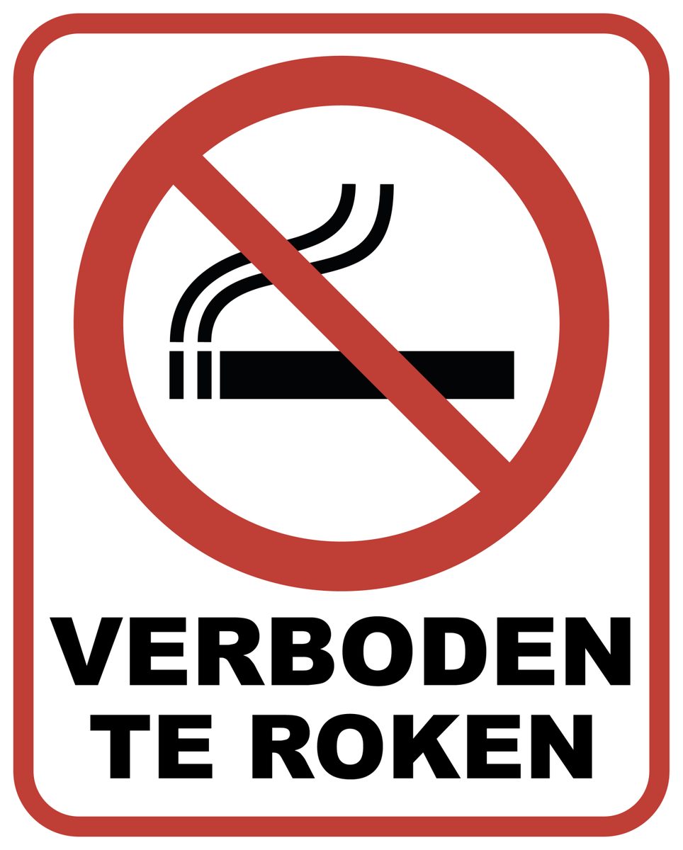 Verboden te Roken Sticker (ISO 7010 P002)