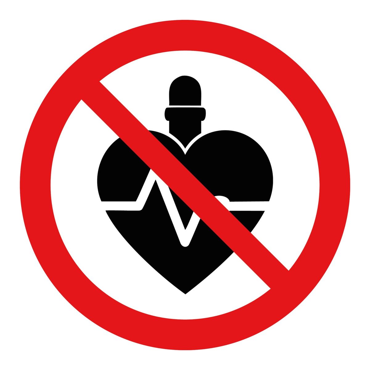 Verboden voor mensen met een pacemaker sticker (ISO 7010 P007)