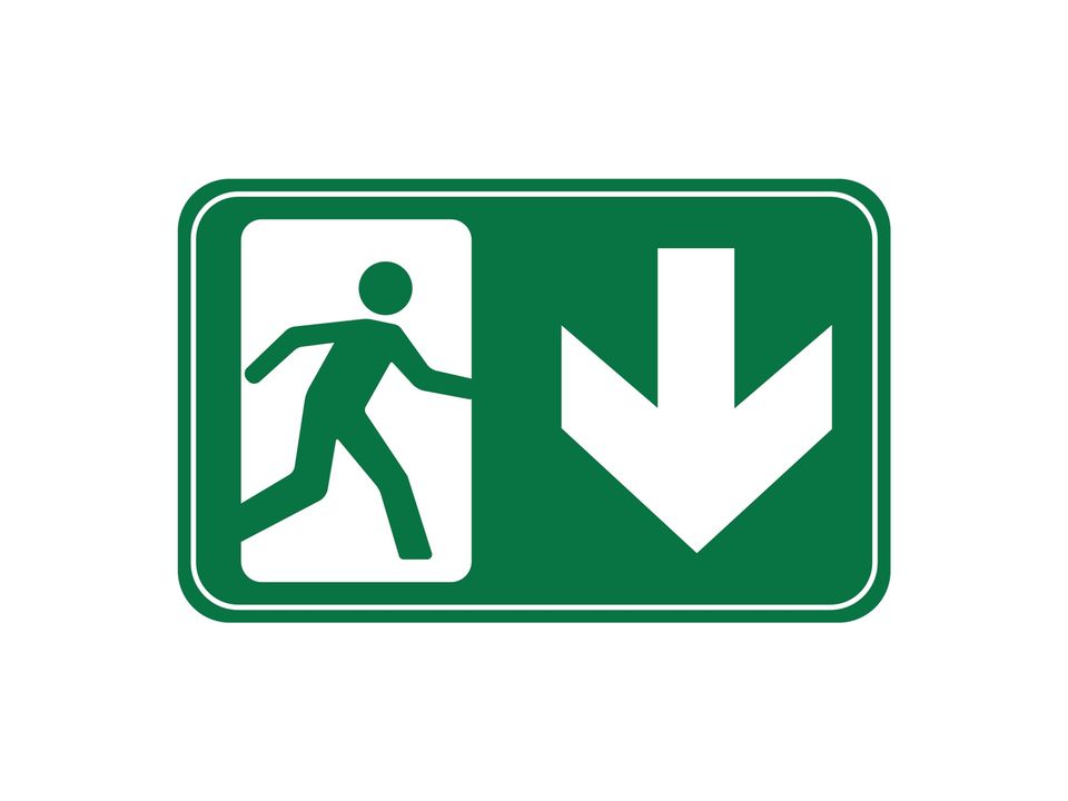 Vluchtwegsticker naar beneden