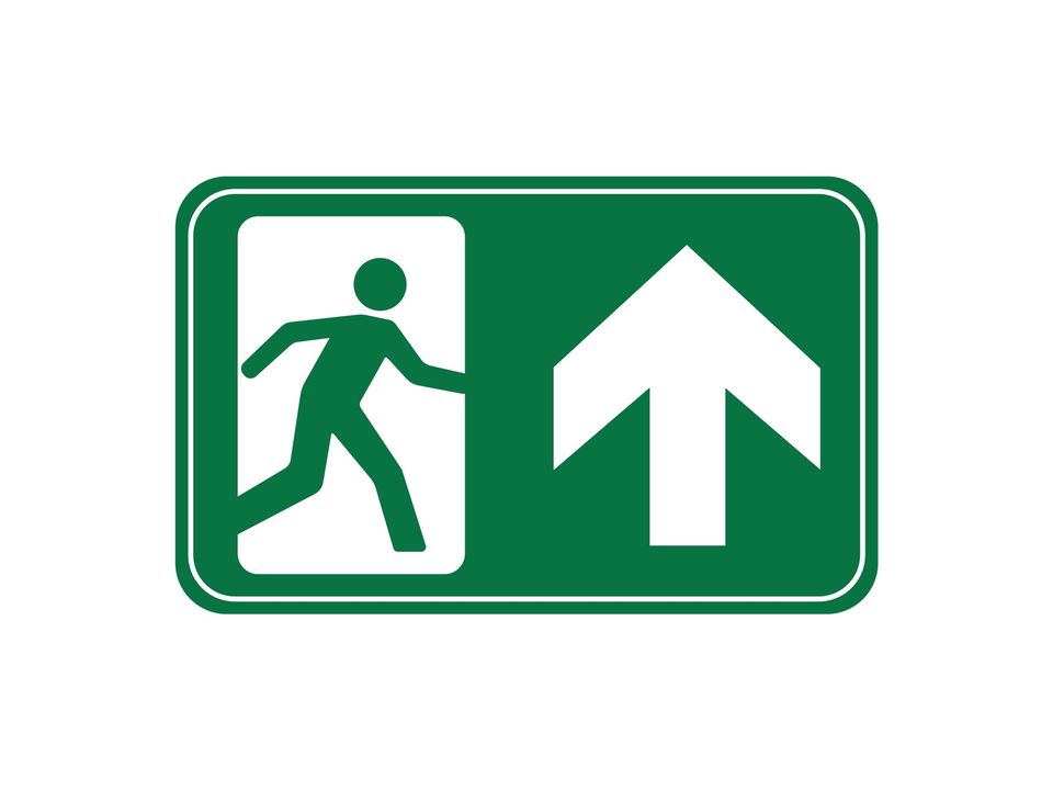 Vluchtwegsticker naar boven