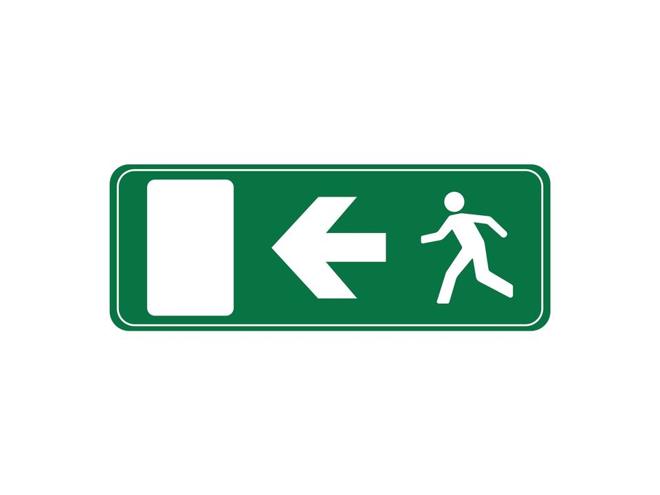 Vluchtwegsticker nooduitgang links met pijl