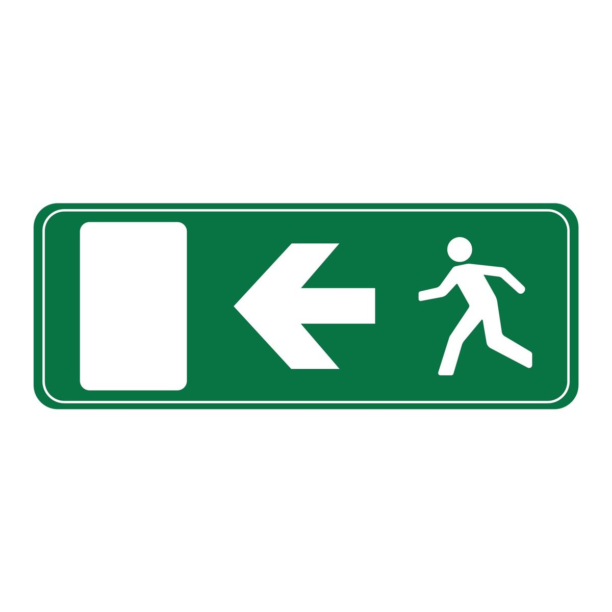 Vluchtwegsticker nooduitgang links met pijl (ISO 7010 E001)