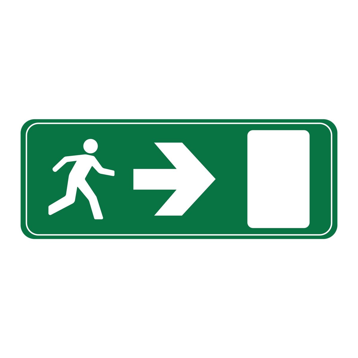 Vluchtwegsticker nooduitgang rechts met pijl (ISO 7010 E002)