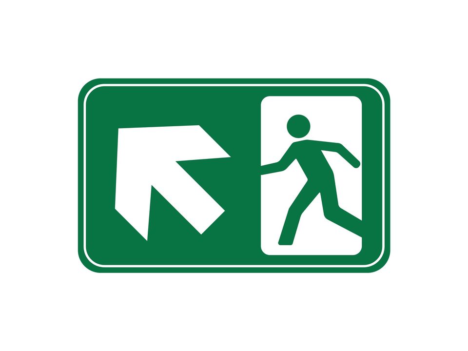 Vluchtwegsticker schuin links omhoog