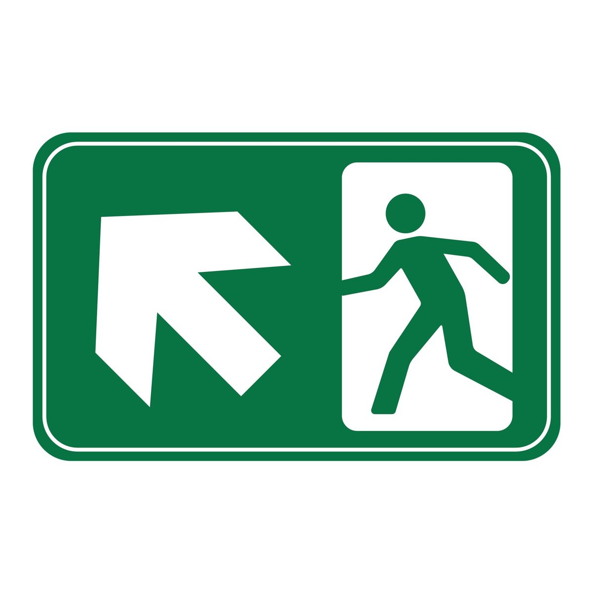 Vluchtwegsticker schuin links omhoog (ISO 7010 E006)
