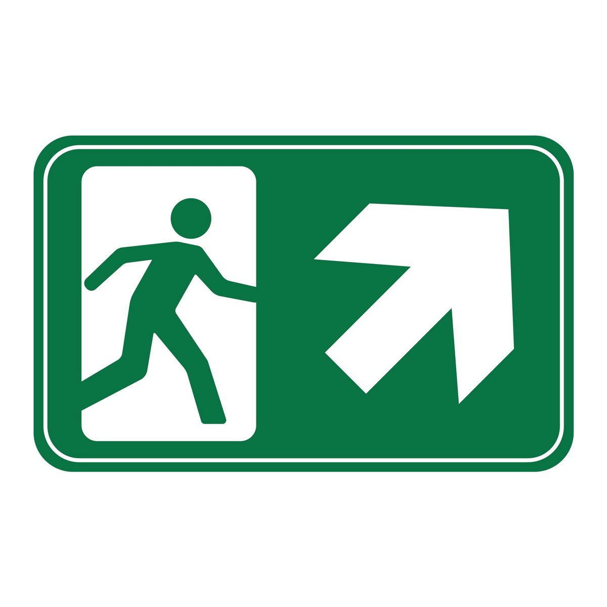 Vluchtwegsticker schuin rechts omhoog (ISO 7010 E006)