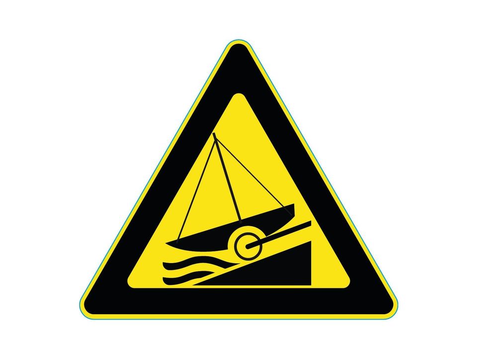 Waarschuwingssticker botenhelling