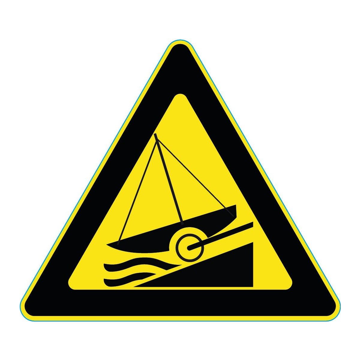 Waarschuwingssticker botenhelling (ISO 7010 W044)